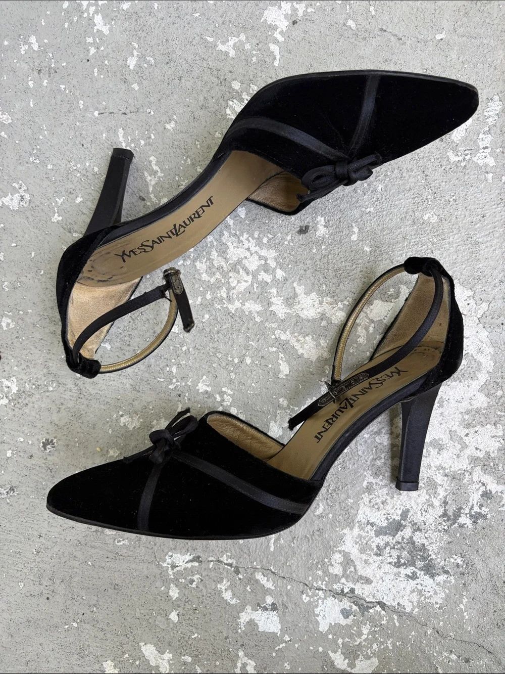 Yves Saint Laurent velvet and satin heels